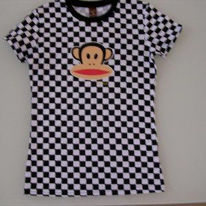 GENUINE PAUL FRANK CHECKERBOARD JULIUS T-SHIRT BLACK AND WHITE